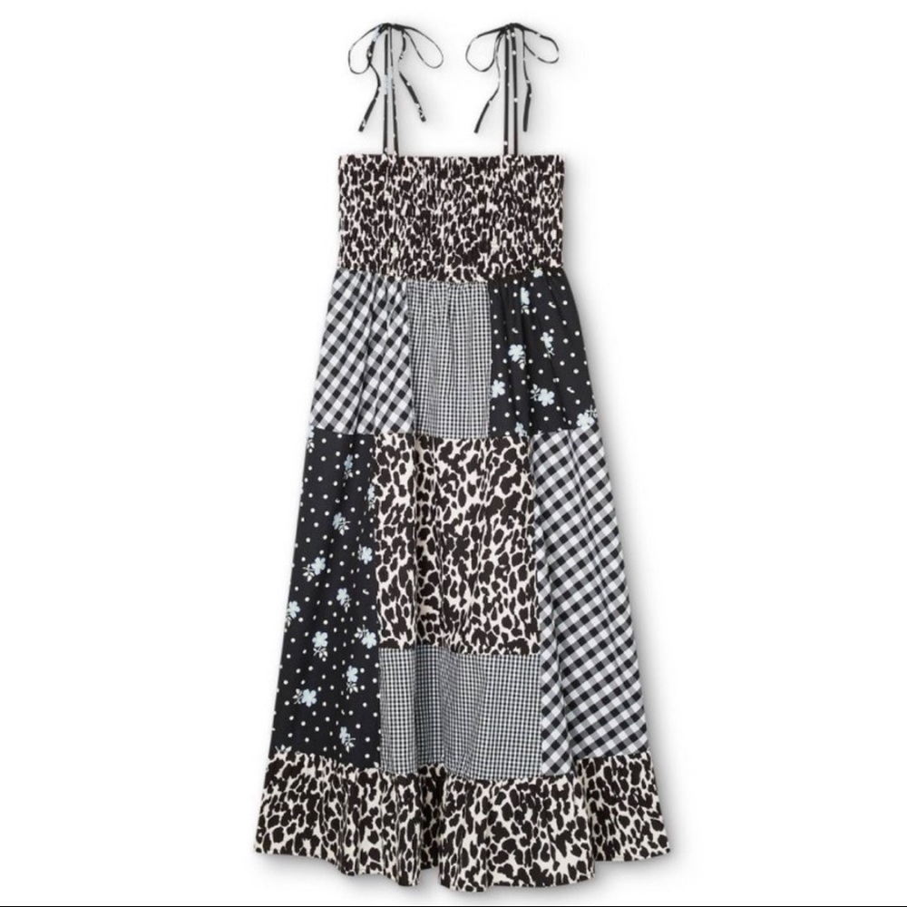 Sandy Liang Patchwork Patchwork Tie Shoulder Dress - Picture 4 of 5
